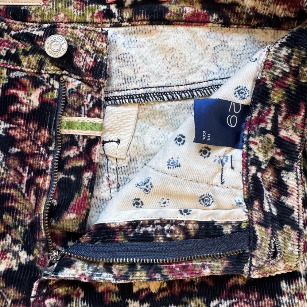 NWOT PILCRO Anthropologie The Icon Floral Corduroy Pants Size 29 - Picture 7 of 14